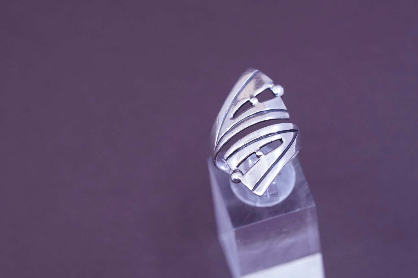 sz 8, mexico Taxco Sterling 925 silver handmade ring, EDP 925 modern wrap band