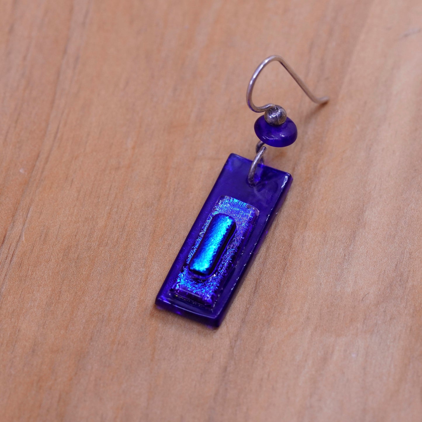 Vintage Sterling silver handmade earrings, 925 blue glass beads