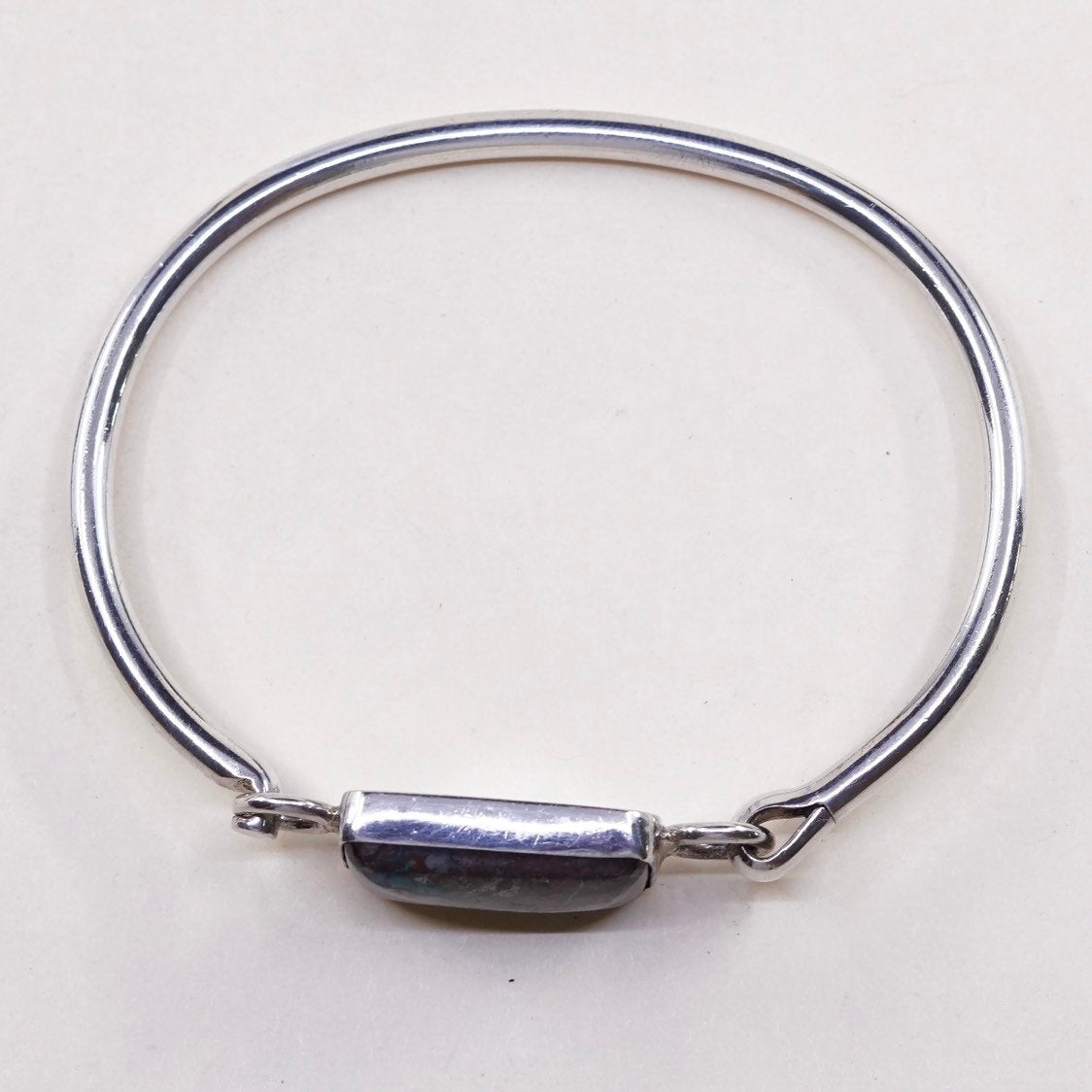 6.5", VTG mexico sterling silver bangle bracelet with turquoise inlay