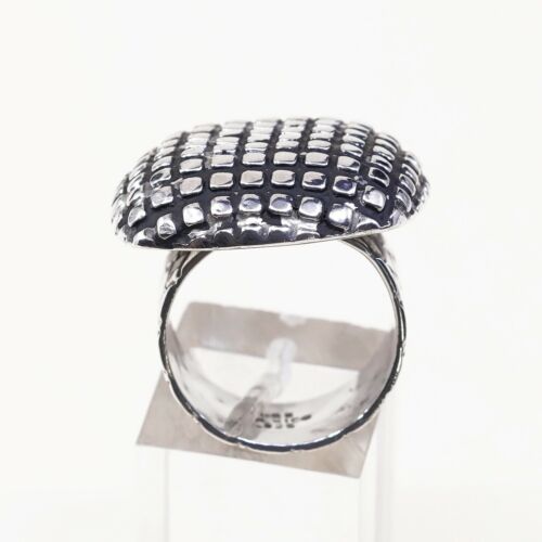 Size 7, Vtg Sterling Silver Handmade Cocktail Ring 925 Silver Statement w/ beads