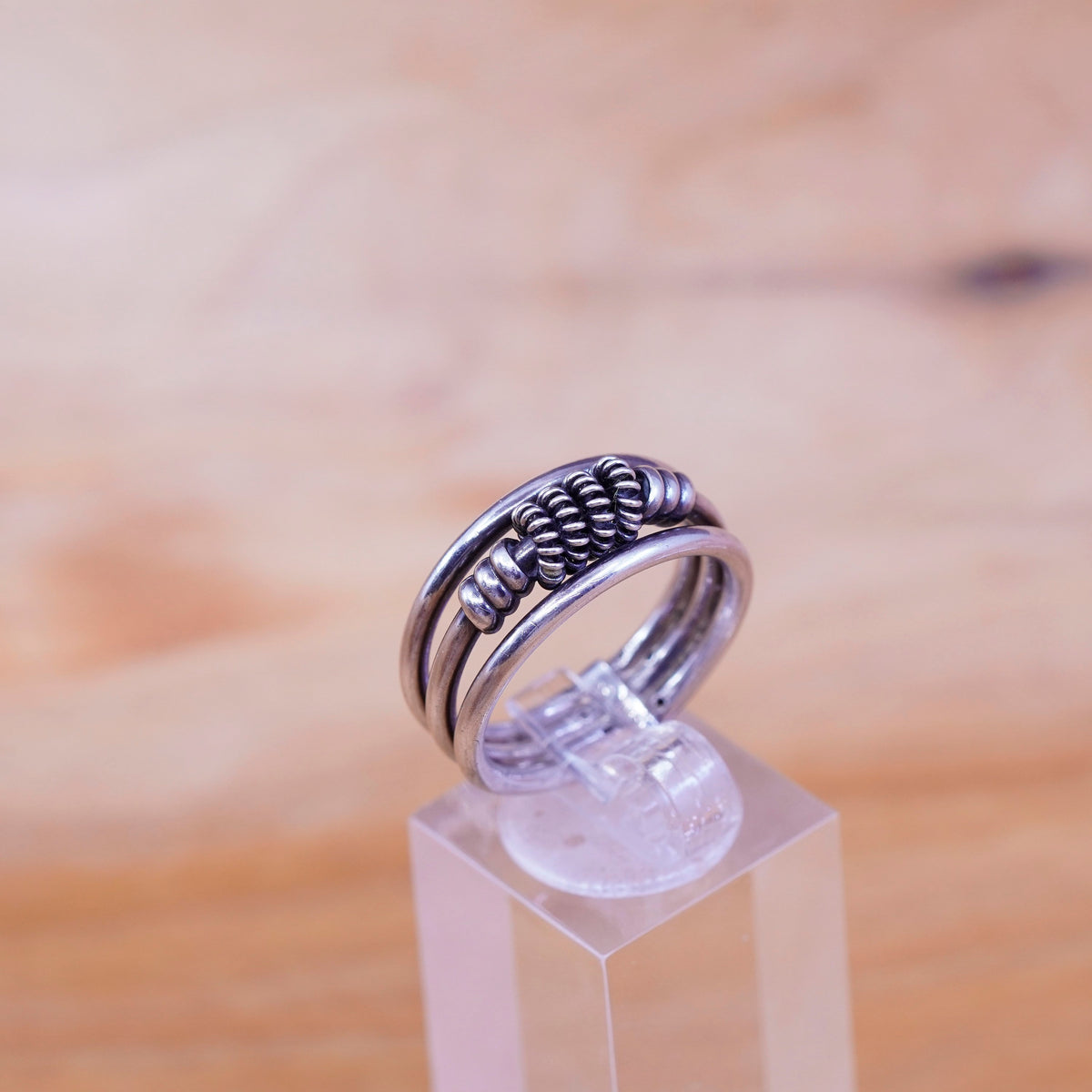 Size 9, vintage Sterling silver handmade ring, 925 cable band