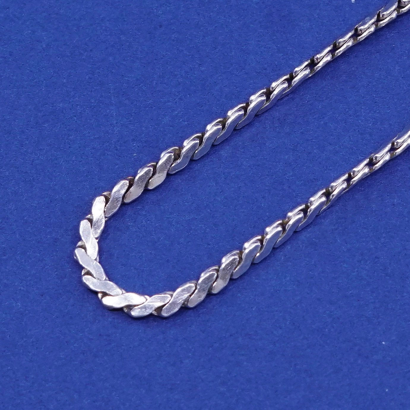 30”, 2mm, vintage Sterling silver handmade necklace, 925 flatten curb chain