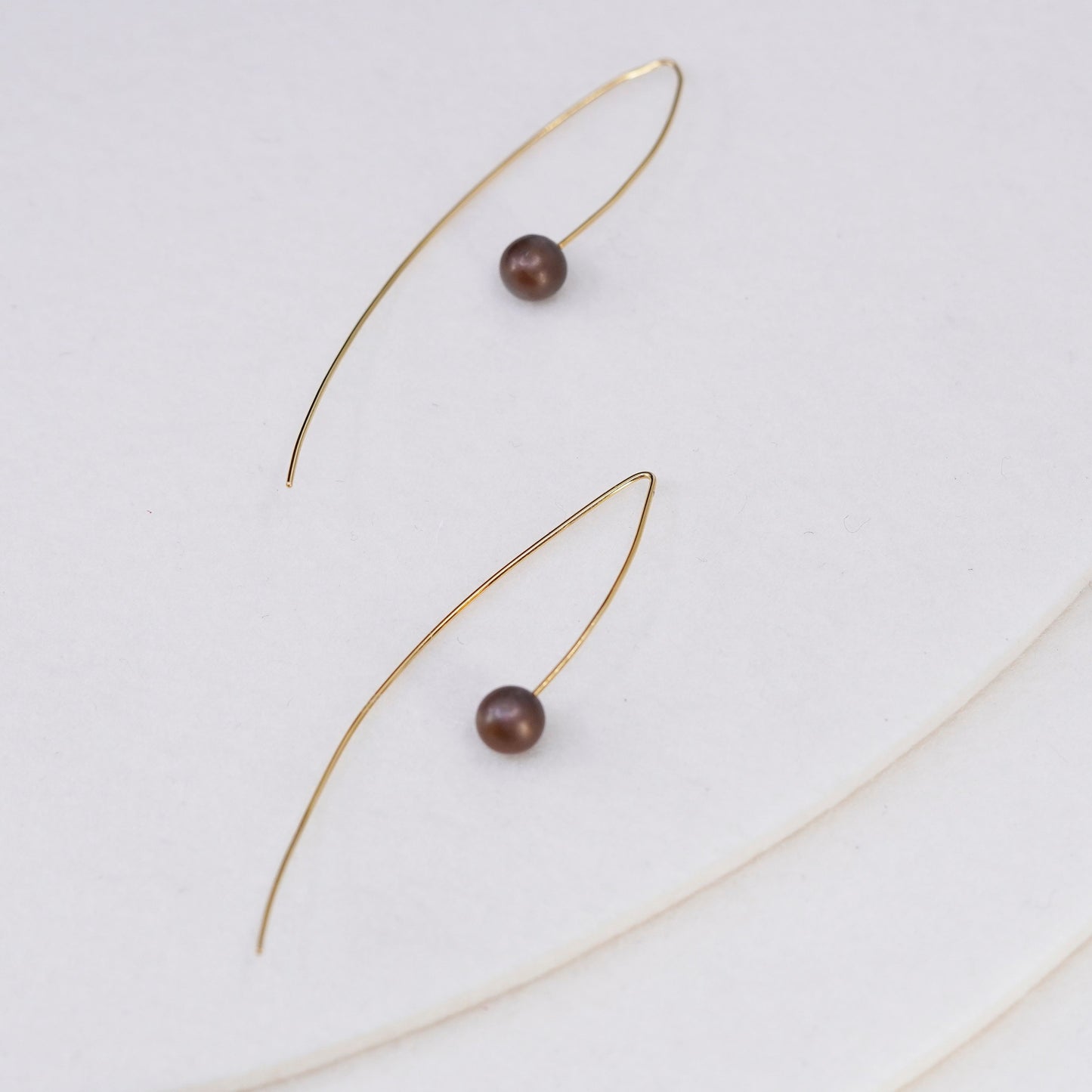 vermeil gold over Sterling 925 silver handmade earrings with freshwater pearl