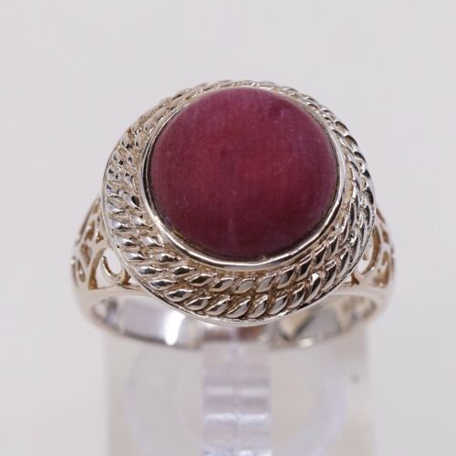 Sz 9, Vtg Vermeil Gold Over CORAL RING 925 STERLING SILVER, Stamped 925