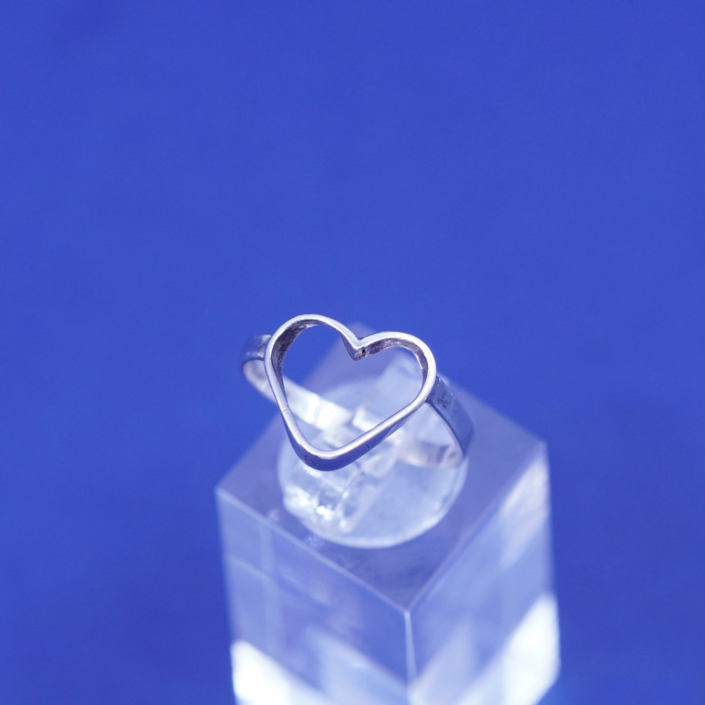 Size 8.25, vintage sterling silver handmade ring, 925 heart band
