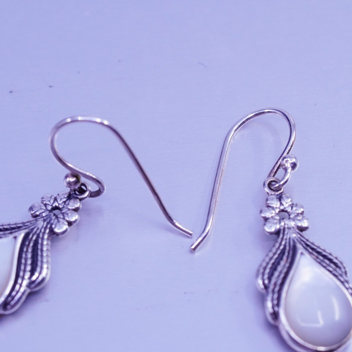 Vintage Sterling 925 silver handmade earrings with teardrop turquoise