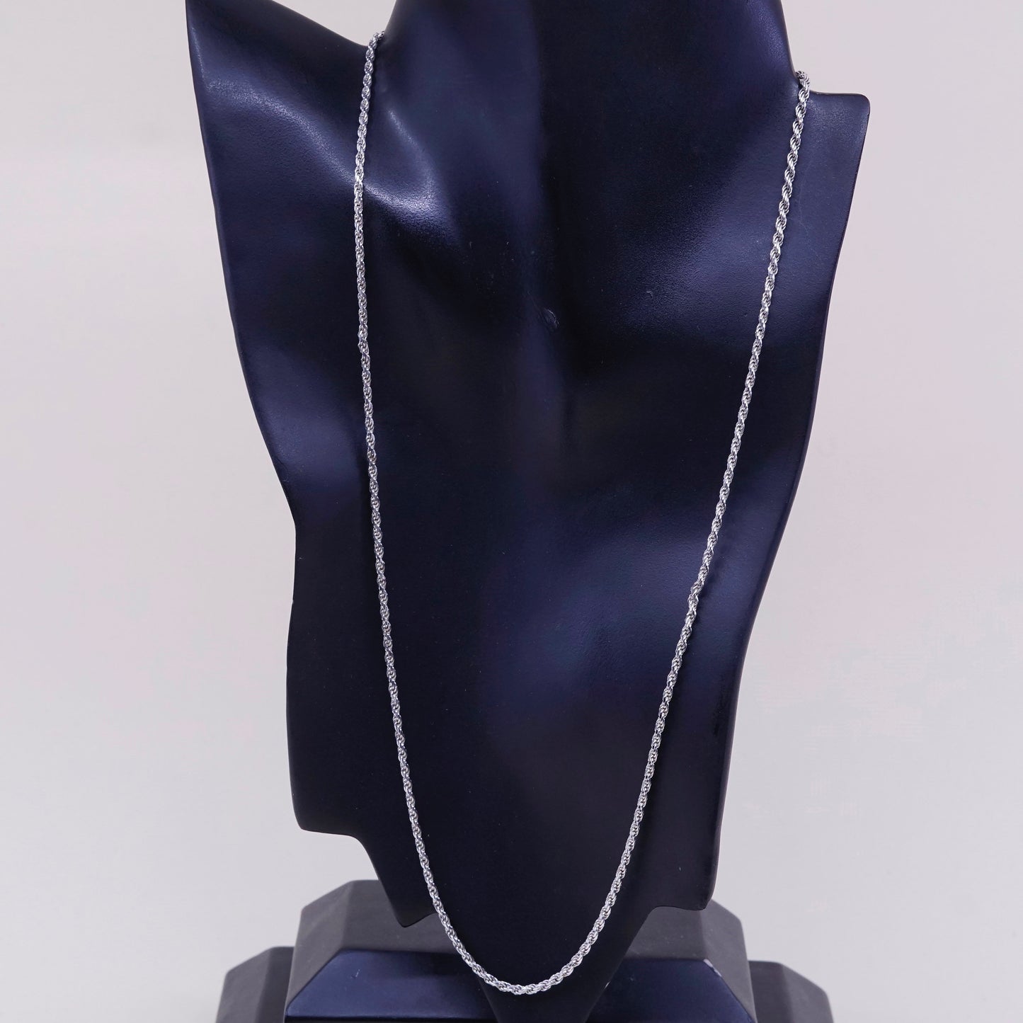 24”, 2.5mm, vintage OTC Sterling silver necklace, 925 diamond rope chain