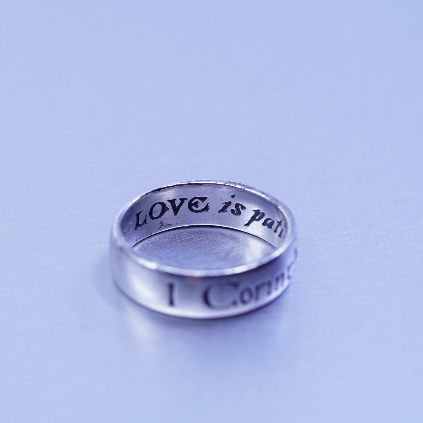 Size 5.5, DVB Sterling 925 silver ring, 13:4 love is kind love is patient band