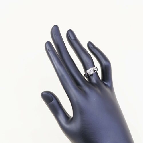 Sz 6, Vtg Sterling Silver handmade Ring, 925 Ring W/ Heart Shaped Cz