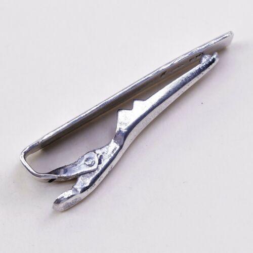 Vtg Mexico Handmade Pattern Embossed sterling 925 Silver tie clipper