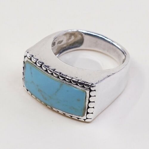 Sz 6.25, Vintage Handmade Sterling 925 Silver W/ Turquoise Ring, Southwestern
