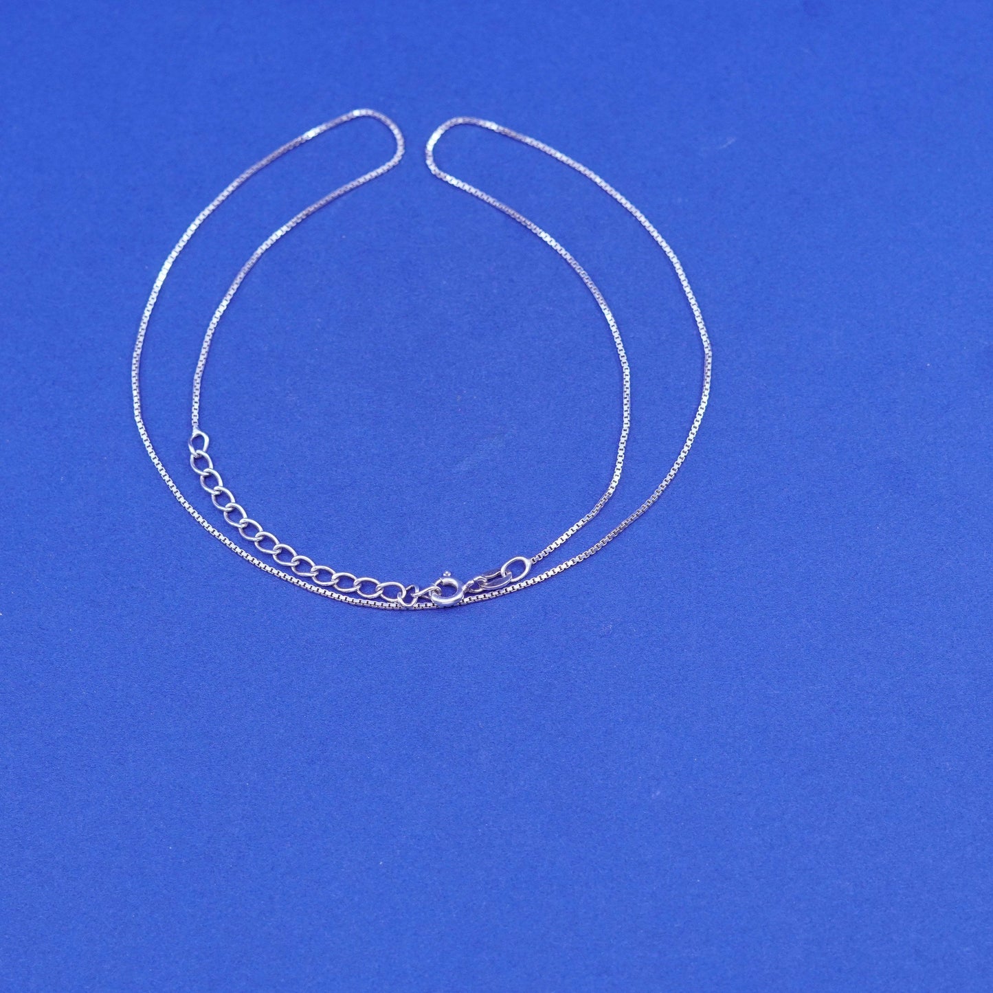 16+2”, 1mm, vintage Sterling silver necklace, 925 box chain