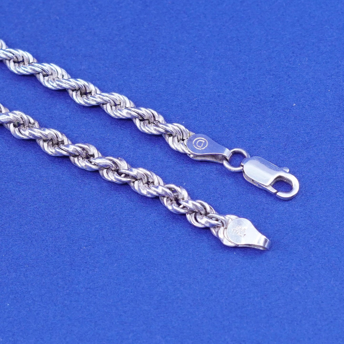 18”, 3mm, vintage Sterling silver handmade necklace, 925 diamond rope chain