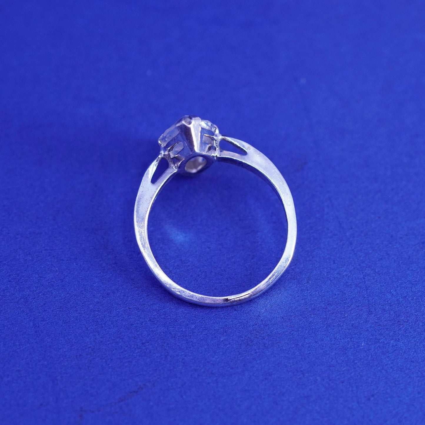Size 7, vintage Sterling silver handmade ring, 925 ring with marquise shaped cz