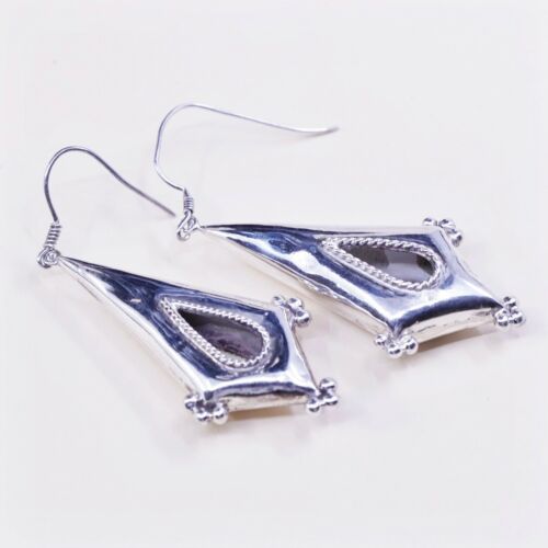 Vintage sterling silver handmade earrings, 925 Teardrop dangles