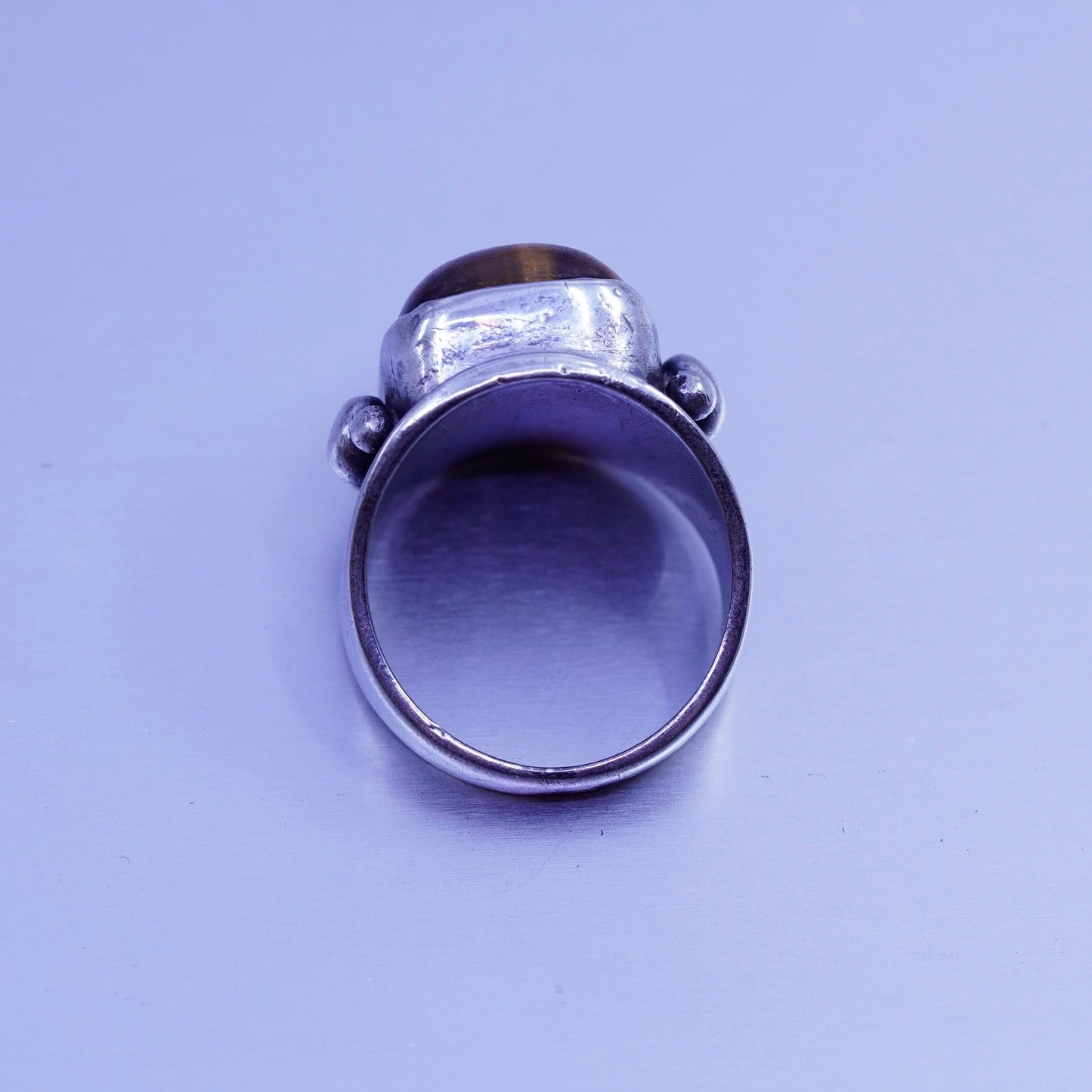 Size 6.75, vintage Sterling 925 silver handmade ring with golden tiger eye