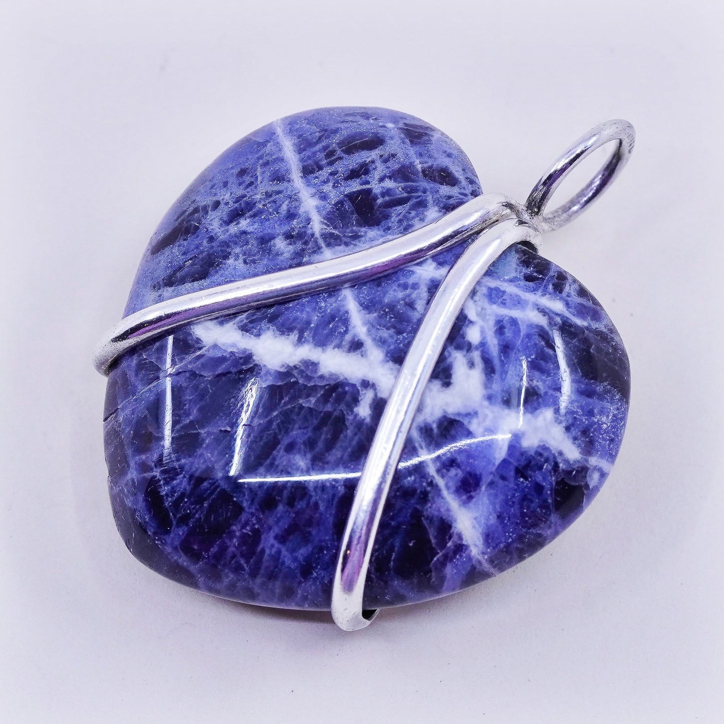 Vintage mexico handmade sterling silver 925 with heart azurite