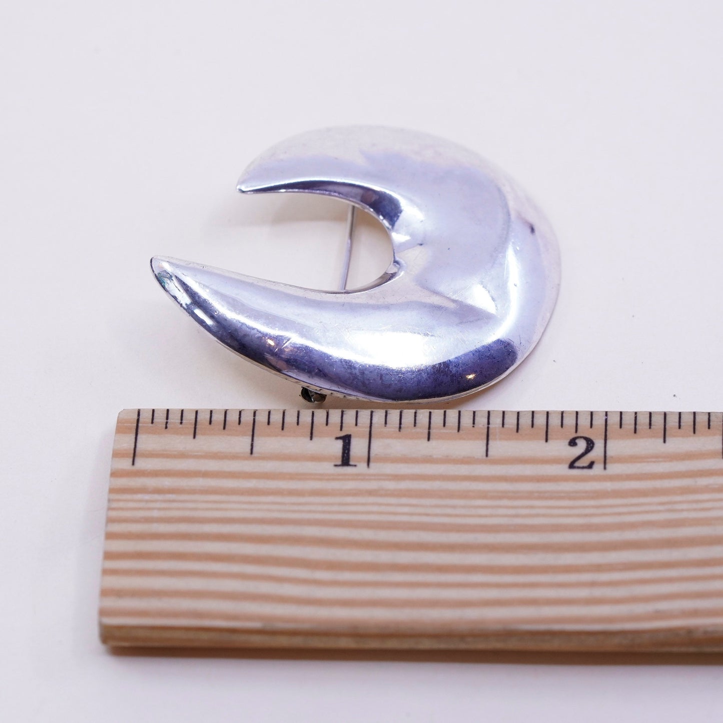 Vintage sterling 925 silver handmade brooch, minimalist, modern swirl design