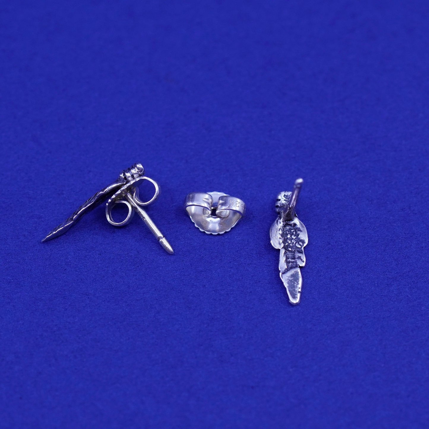 Native American southwestern sterling silver earrings, 925 feather studs