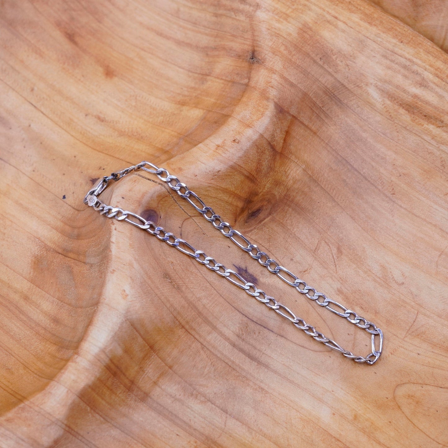 8”, 3mm, vintage Sterling silver bracelet, 925 figaro link chain