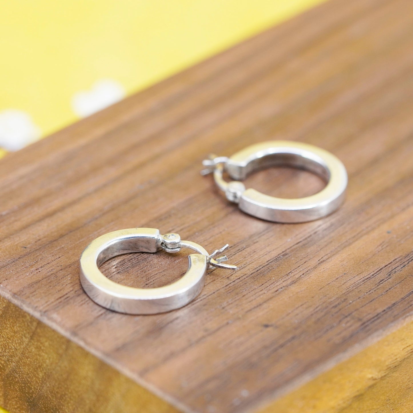 0.5”, vintage Italy Sterling silver handmade hoops, edgy 925 huggie earrings