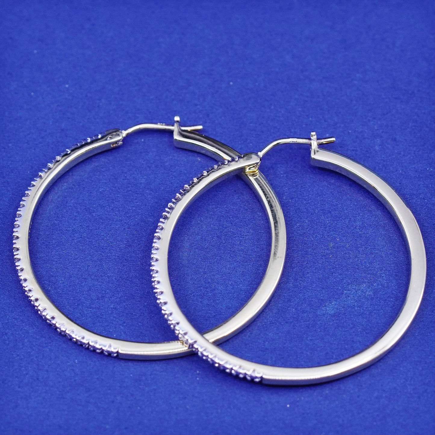 1.25”, Vermeil gold filled Sterling silver earrings, 925 hoops, huggie diamond