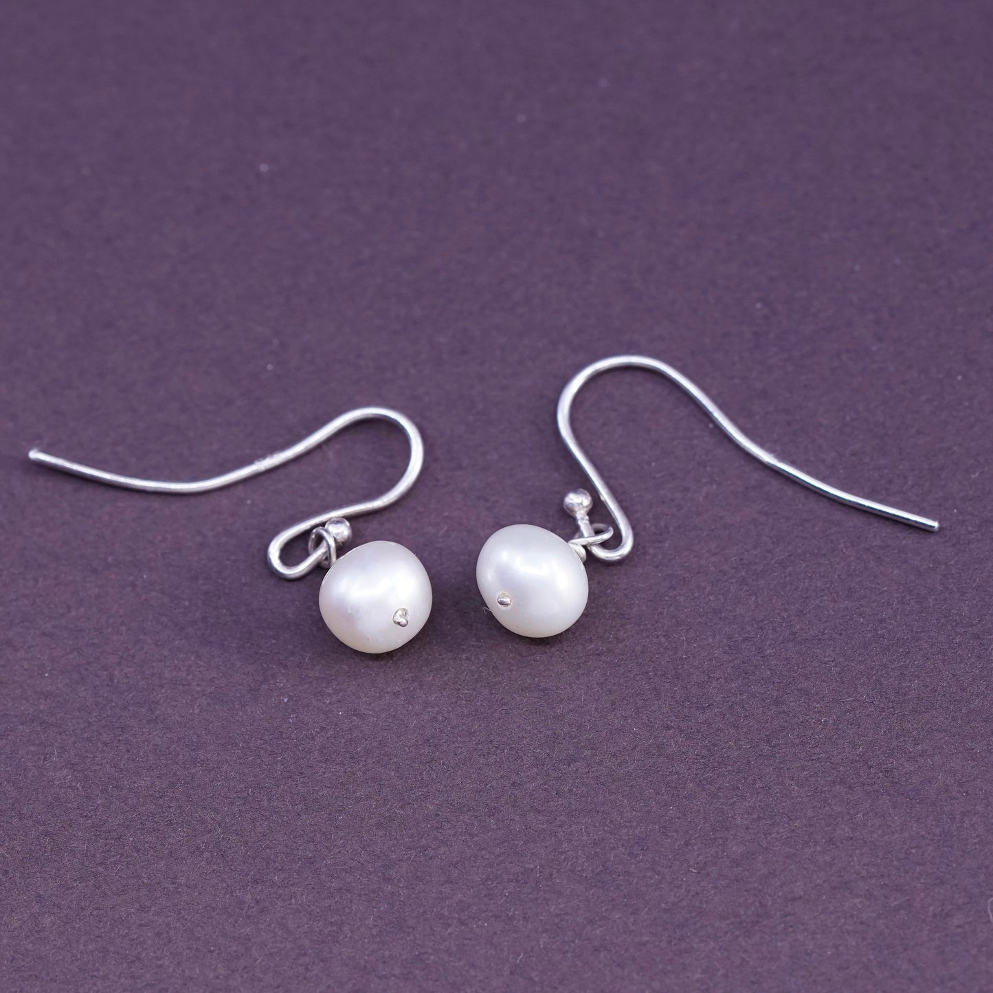 Vintage Sterling 925 silver handmade earrings with pearl