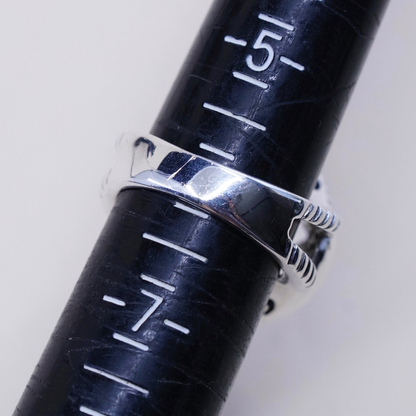 sz 6, vtg Sterling 925 silver handmade cocktail ring w/ crystal