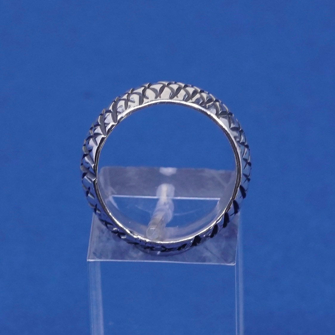 sz 6, vtg Sterling silver handmade ring, 925 wide band w/ textured surface