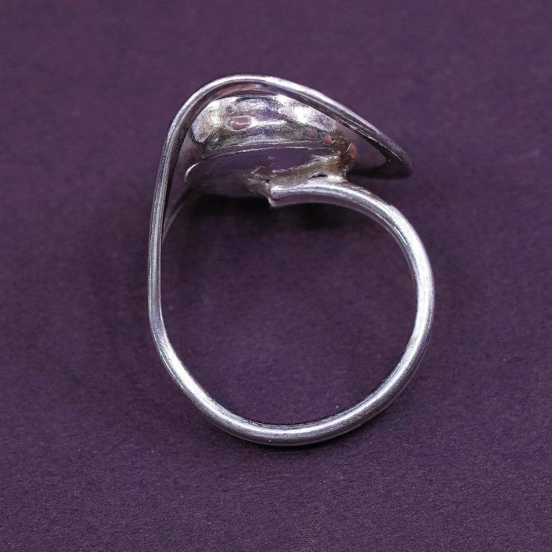 sz 4, VTG Sterling silver handmade ring, 925 with orange agate inlay