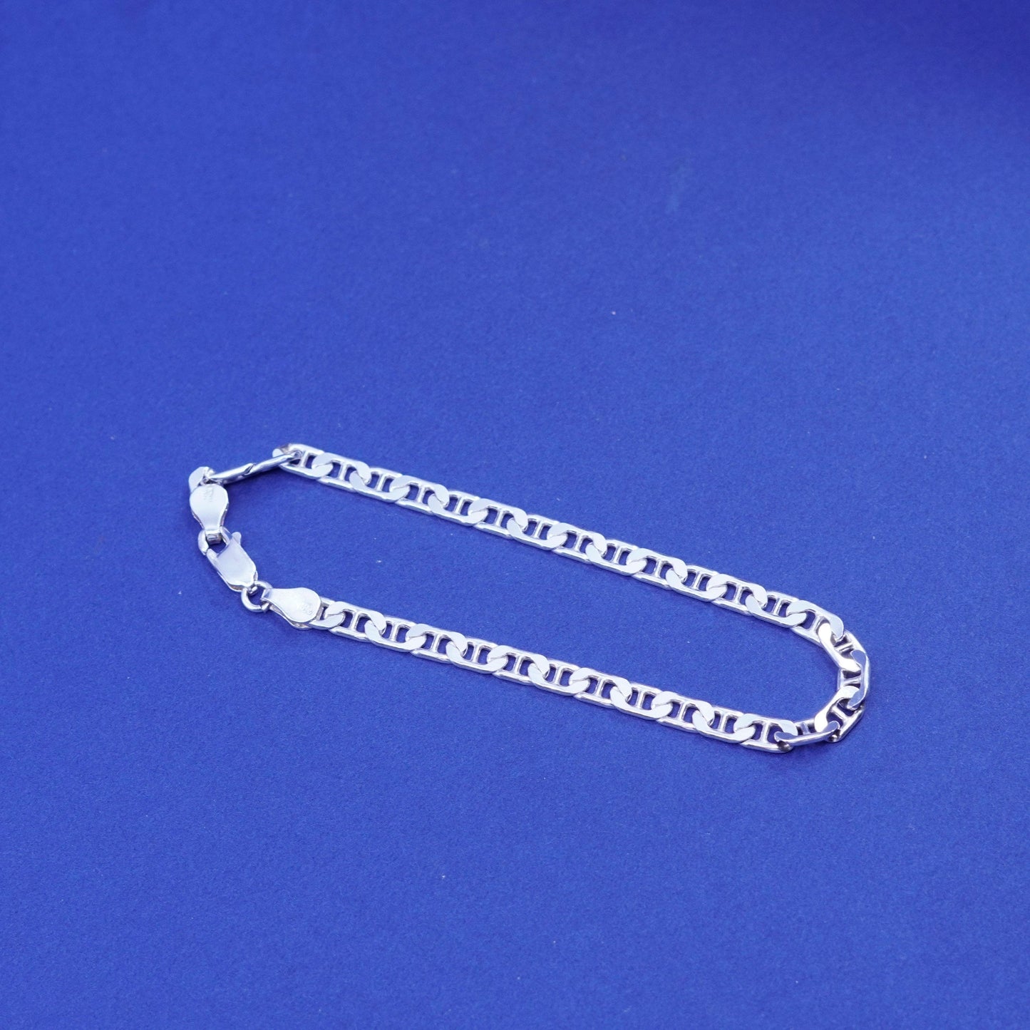 8”, 6mm, vintage Sterling 925 silver anchor bracelet, chain