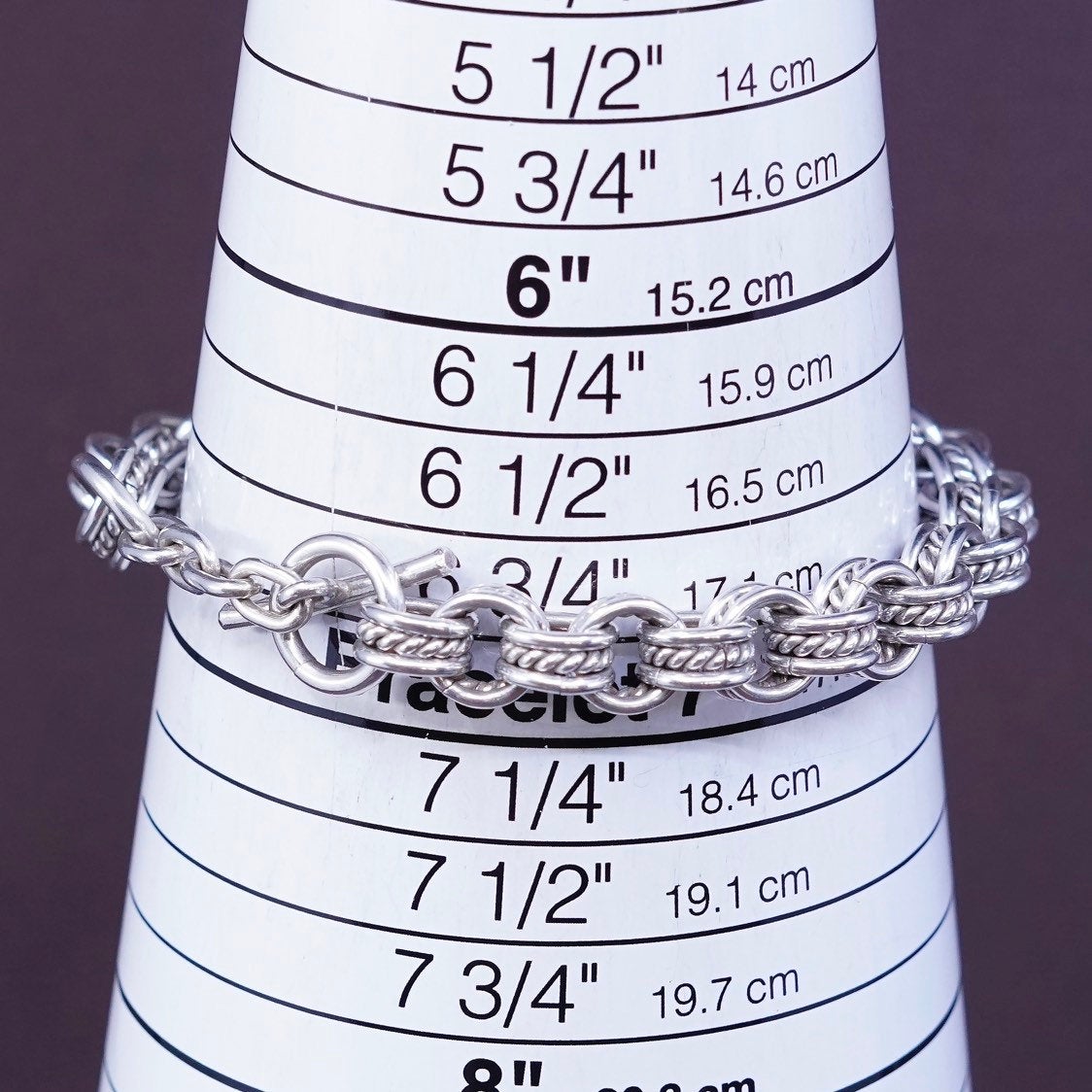 7", 10mm, Sterling silver bracelet w/ toggle, Italy 925 bold birdcage bracelet