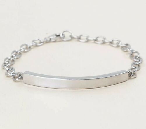 7” 6mm, Vintage Sterling Silver Handmade Bracelet, 925 Circle chain W/ Blank Bar