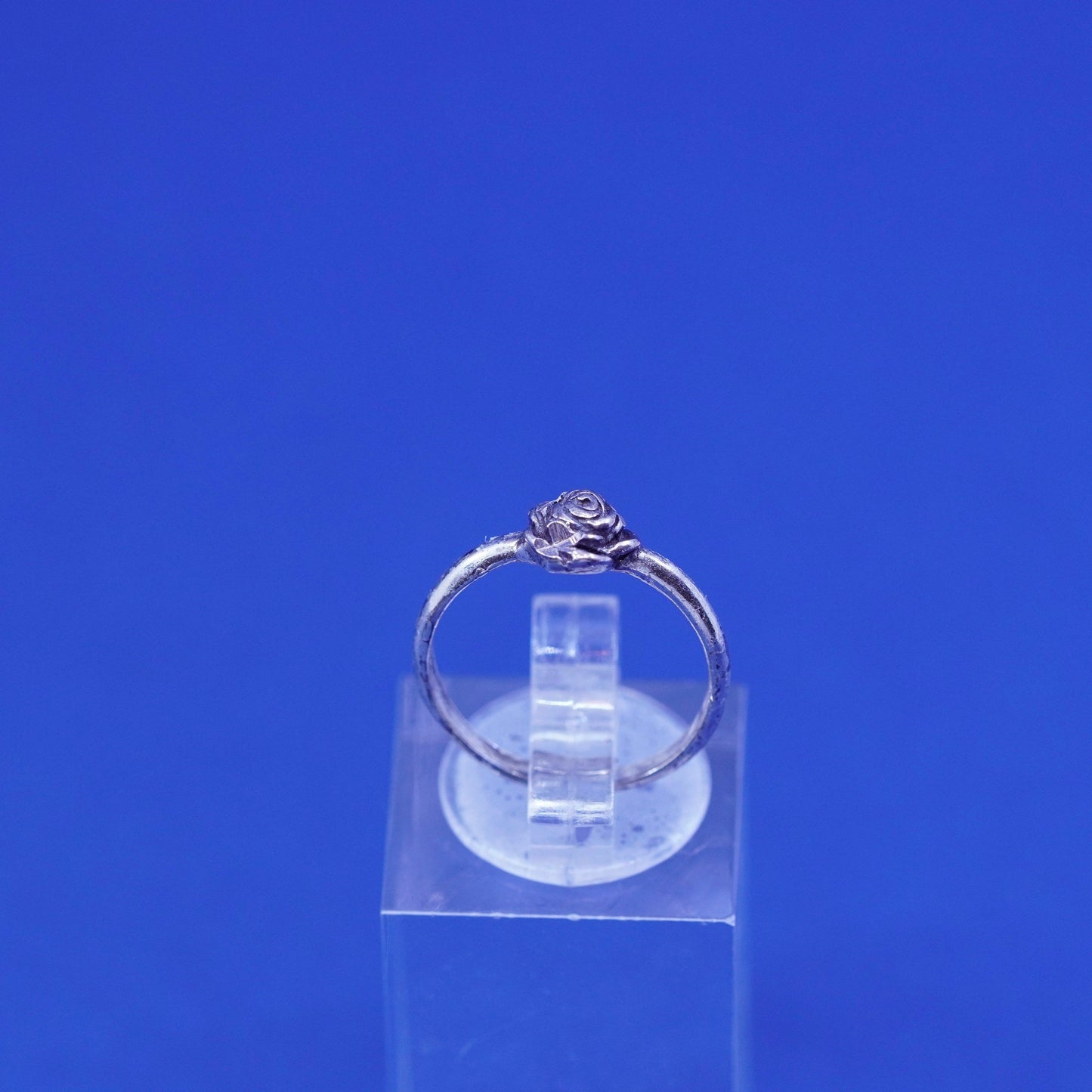 Size 5, vtg shube Sterling silver handmade ring, 925 filigree rose flower band