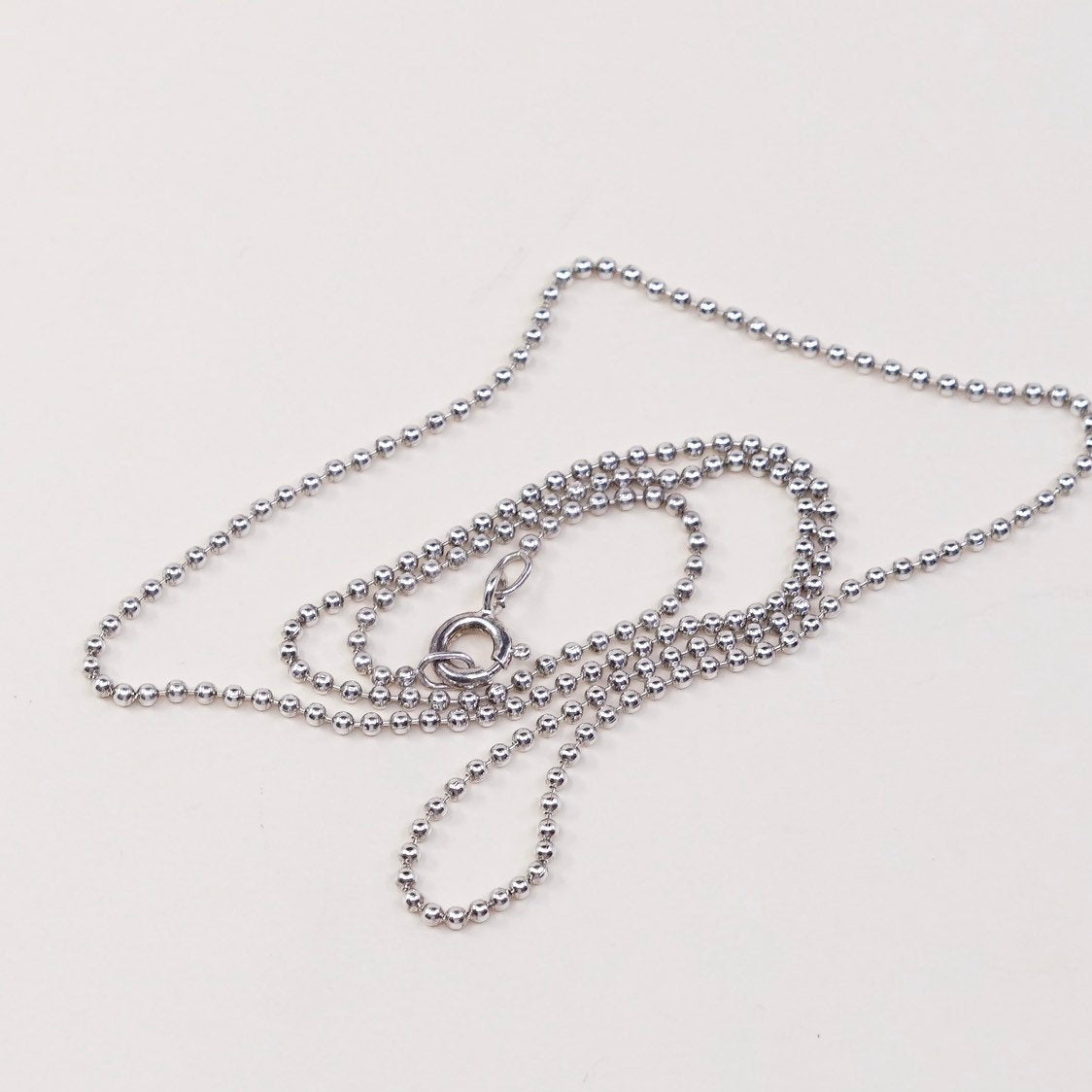 16", 1mm, sterling silver beads chain, Italy made 925 silver necklace