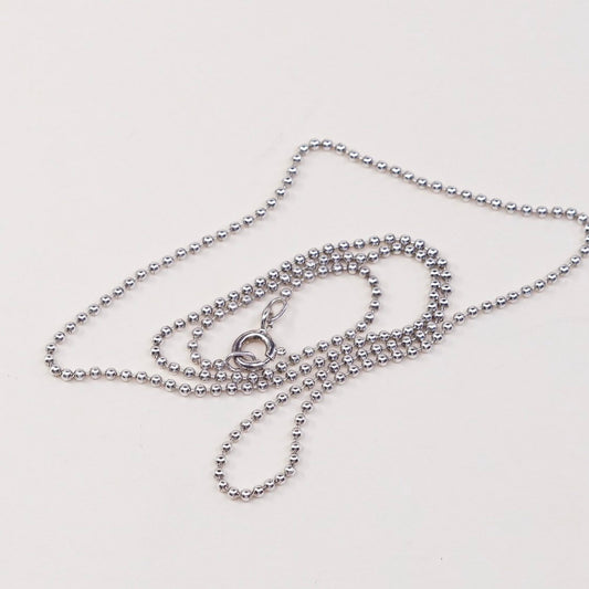 16", 1mm, sterling silver beads chain, Italy made 925 silver necklace