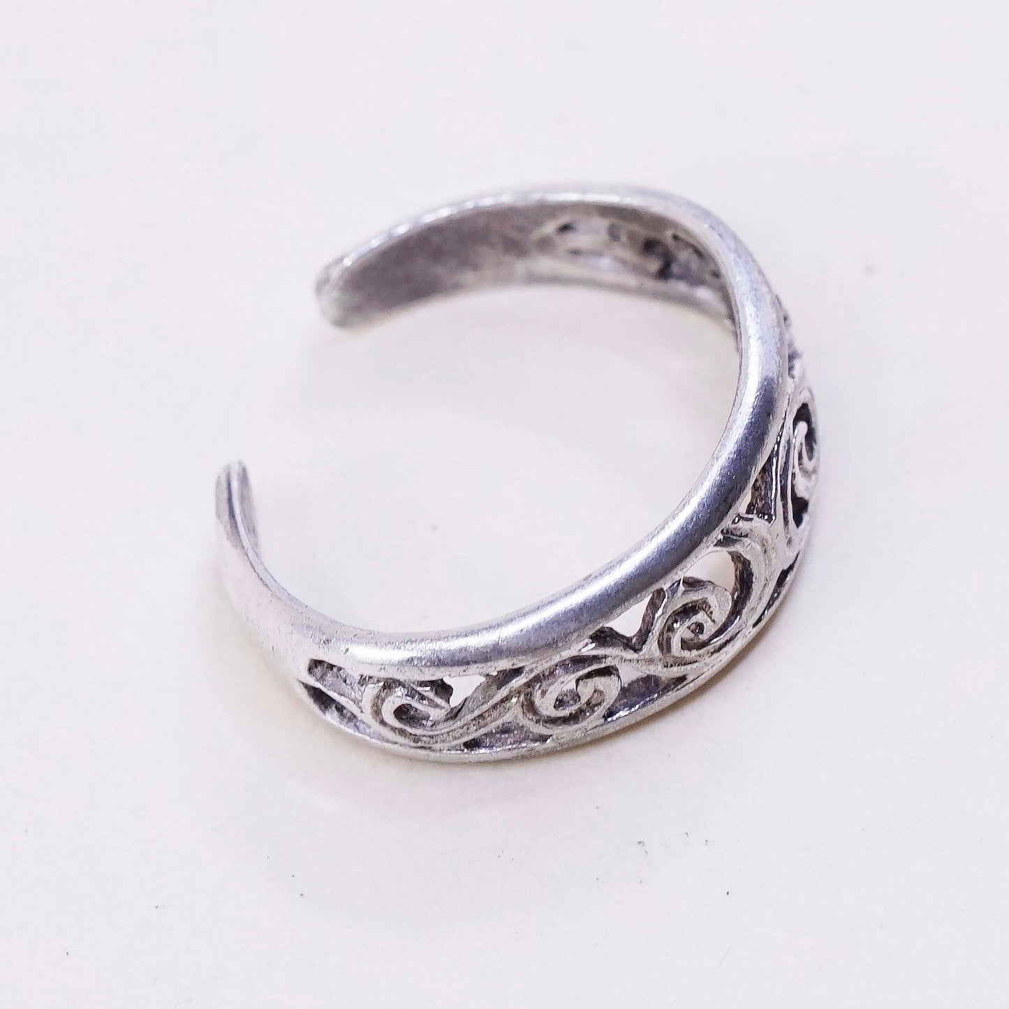 sz 2.5, vintage Sterling silver handmade ring, 925 filigree swirl band