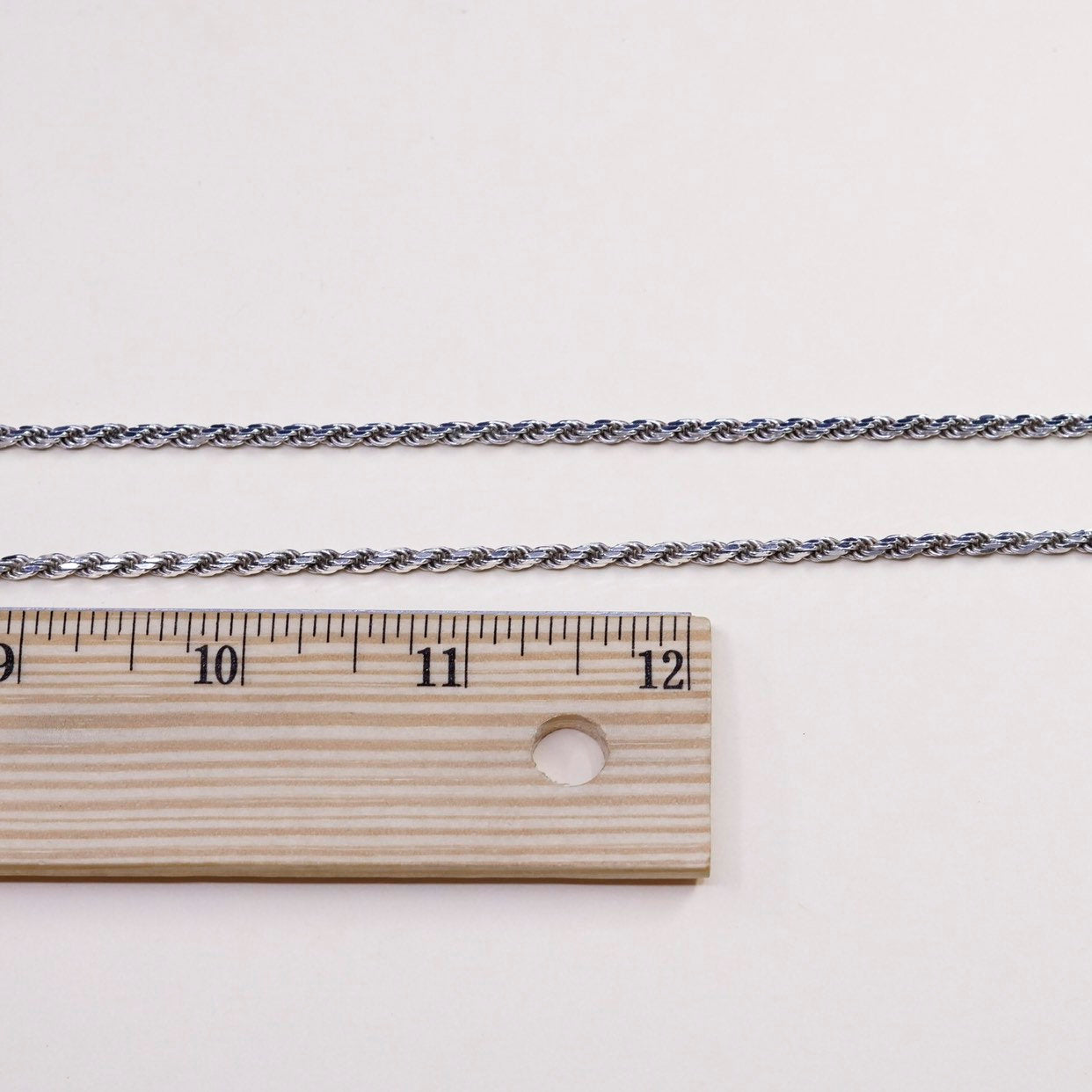 30", 3mm, vtg sterling silver Italy 925 diamond cut rope chain, necklace