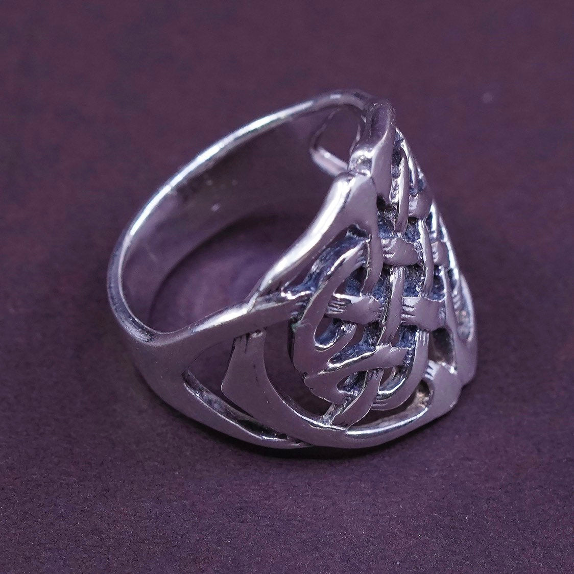 Size 8, VTG Sterling silver handmade wired ring, solid 925 silver Irish band