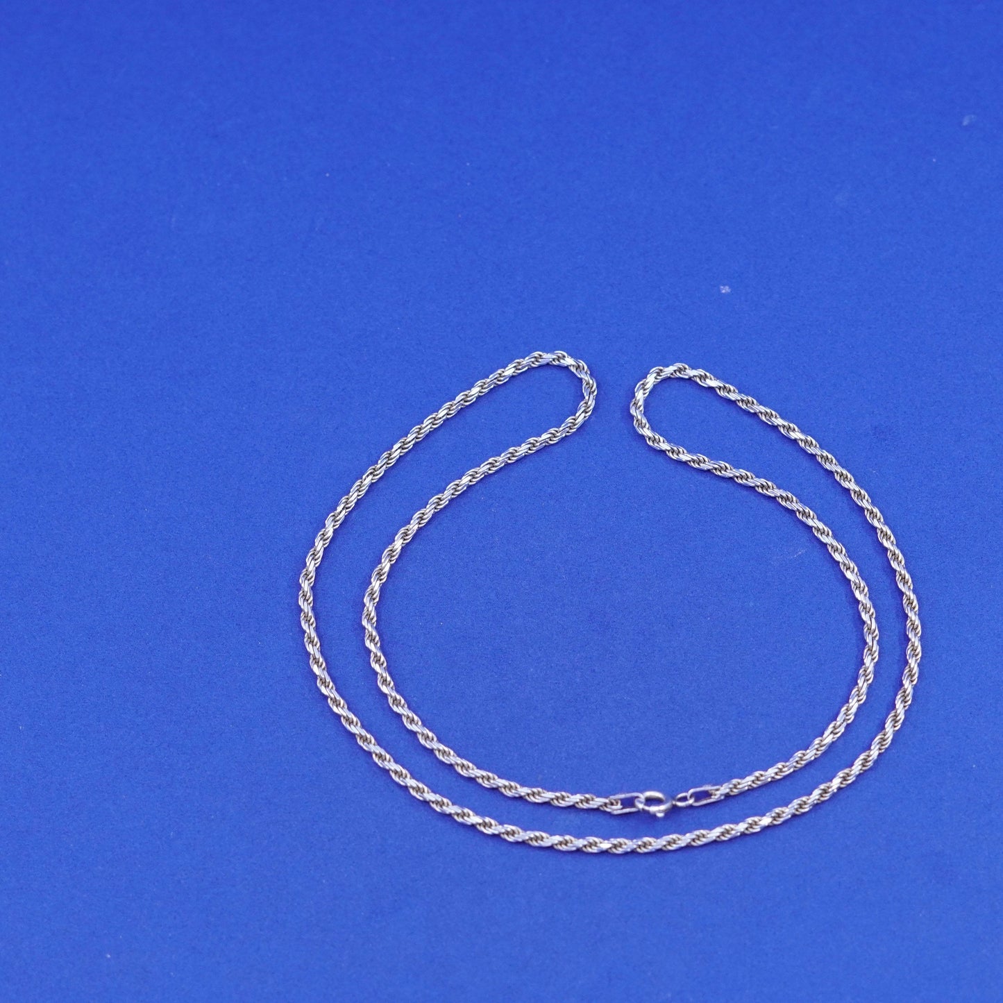 20”, 2mm, vintage Sterling silver handmade necklace, 925 diamond rope chain