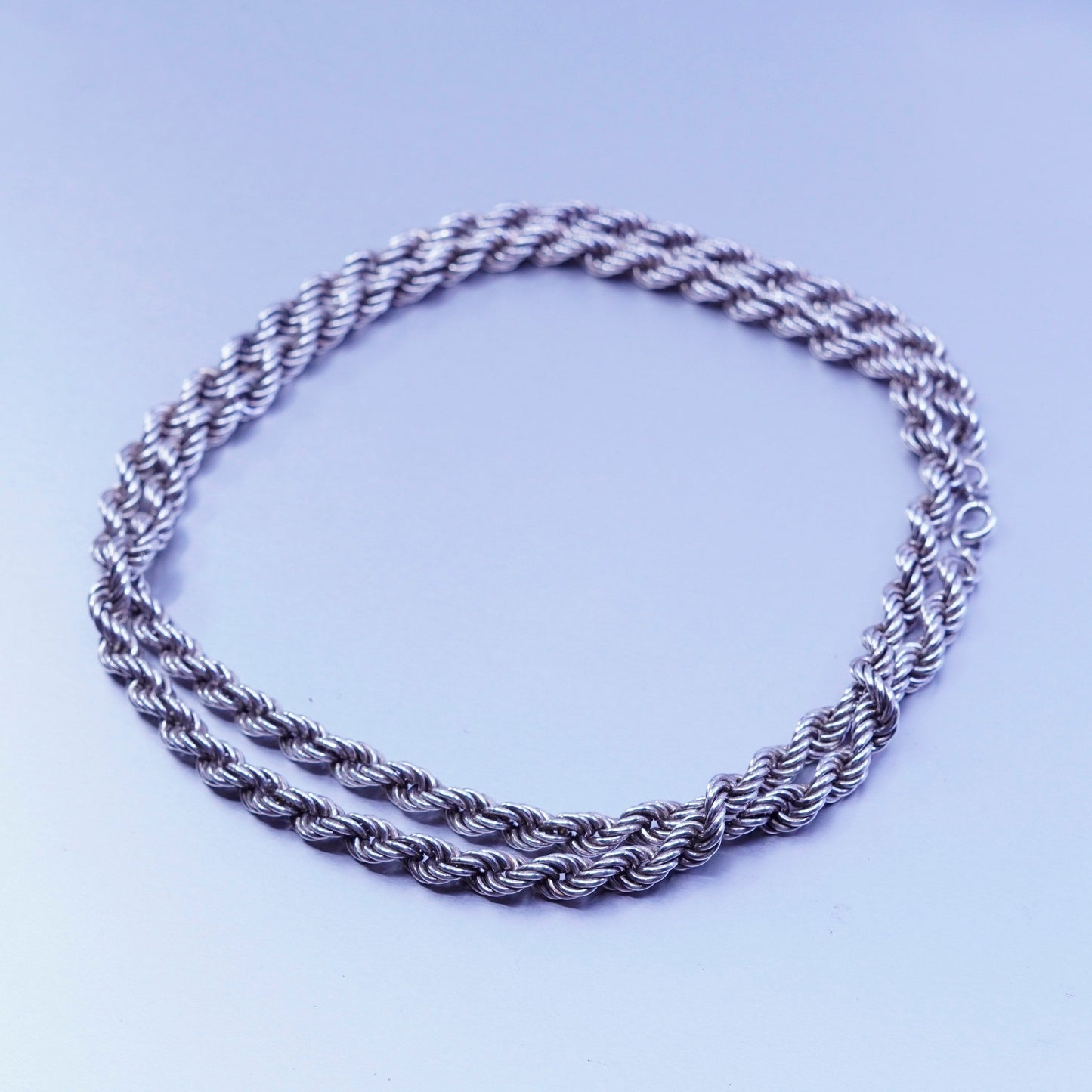 30” 6mm, vintage Sterling 925 silver bold rope chain necklace