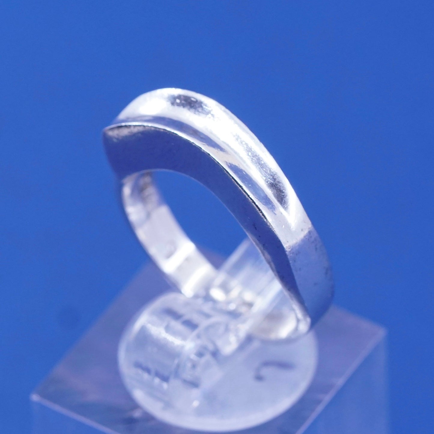 SZ 6.25, vintage Sterling silver handmade ribbed ring, 925 statement ring