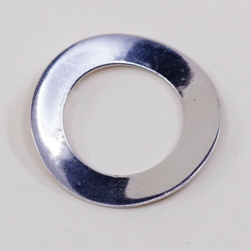 Vintage Sterling Silver Handmade Pendant, Modern 925 Circle Pendant