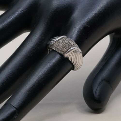 Size 5, Vtg Sterling Silver Handmade Ring, 925 Silver Band W/ Cluster Cz Detail