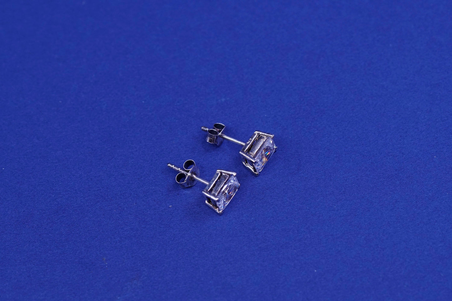 6mm, Vintage sterling silver handmade earrings, 925 studs with CZ