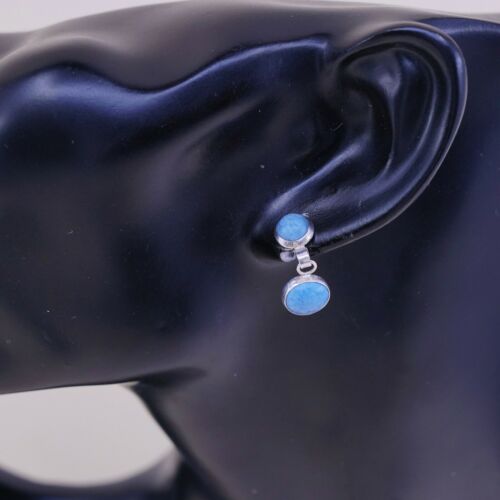 Vtg handmade Sterling Silver earrings, Southwestern 925 Turquoise Dangles