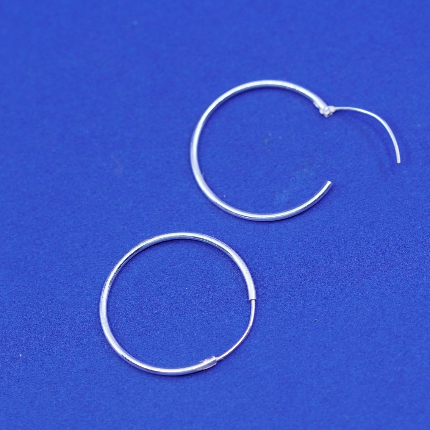 0.75”, vintage Sterling silver handmade hoop earrings, Modern 925 huggie