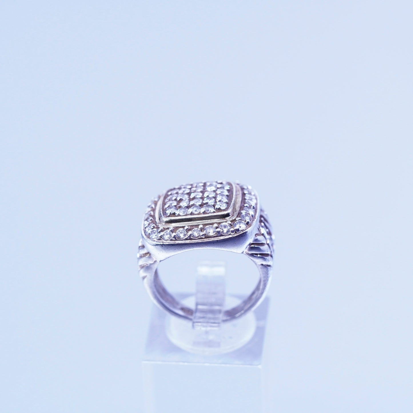 Size 7.25, vintage vermeil gold over Sterling 925 silver ring with cluster Cz