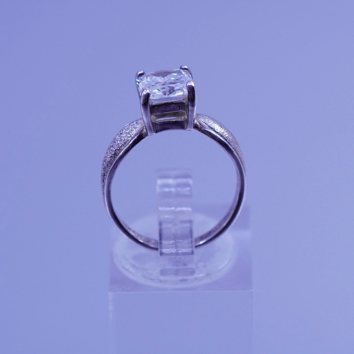 Size 6.25, vintage Sterling 925 silver handmade engagement ring with Cz