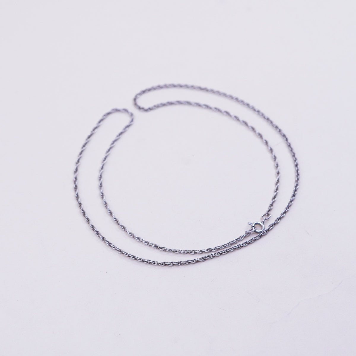 20” 1mm, vintage sterling silver necklace, 925 Singapore rope chain